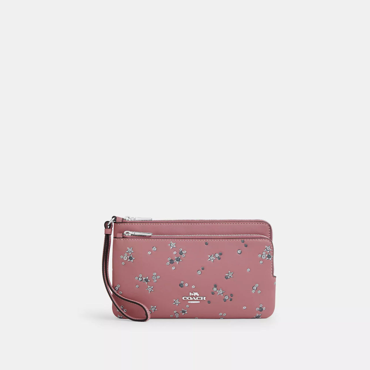 [U] COACH SV/DUSTY PINK MULTI CCJ69 DBL ZIP WLT STR, 198685000436 (UCO218)