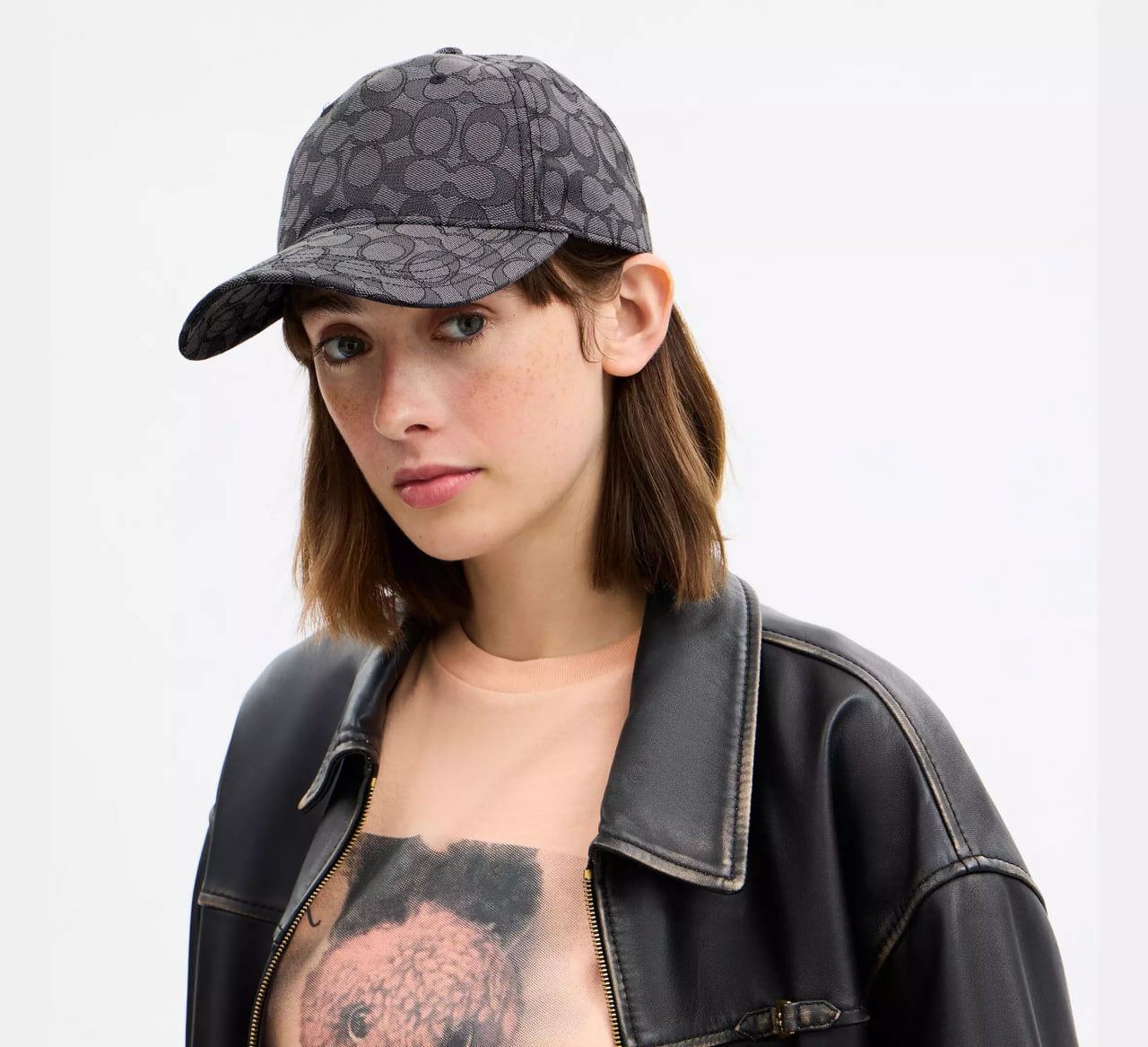 [U] COACH CHARCOAL CCN92 SIG C JACQUARD BBALL HAT, 198654031362 (UCO220)