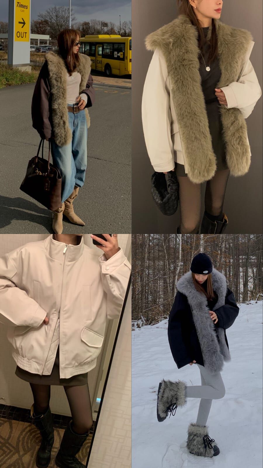 OB5232 狐狸毛邊鵝絨超暖外套