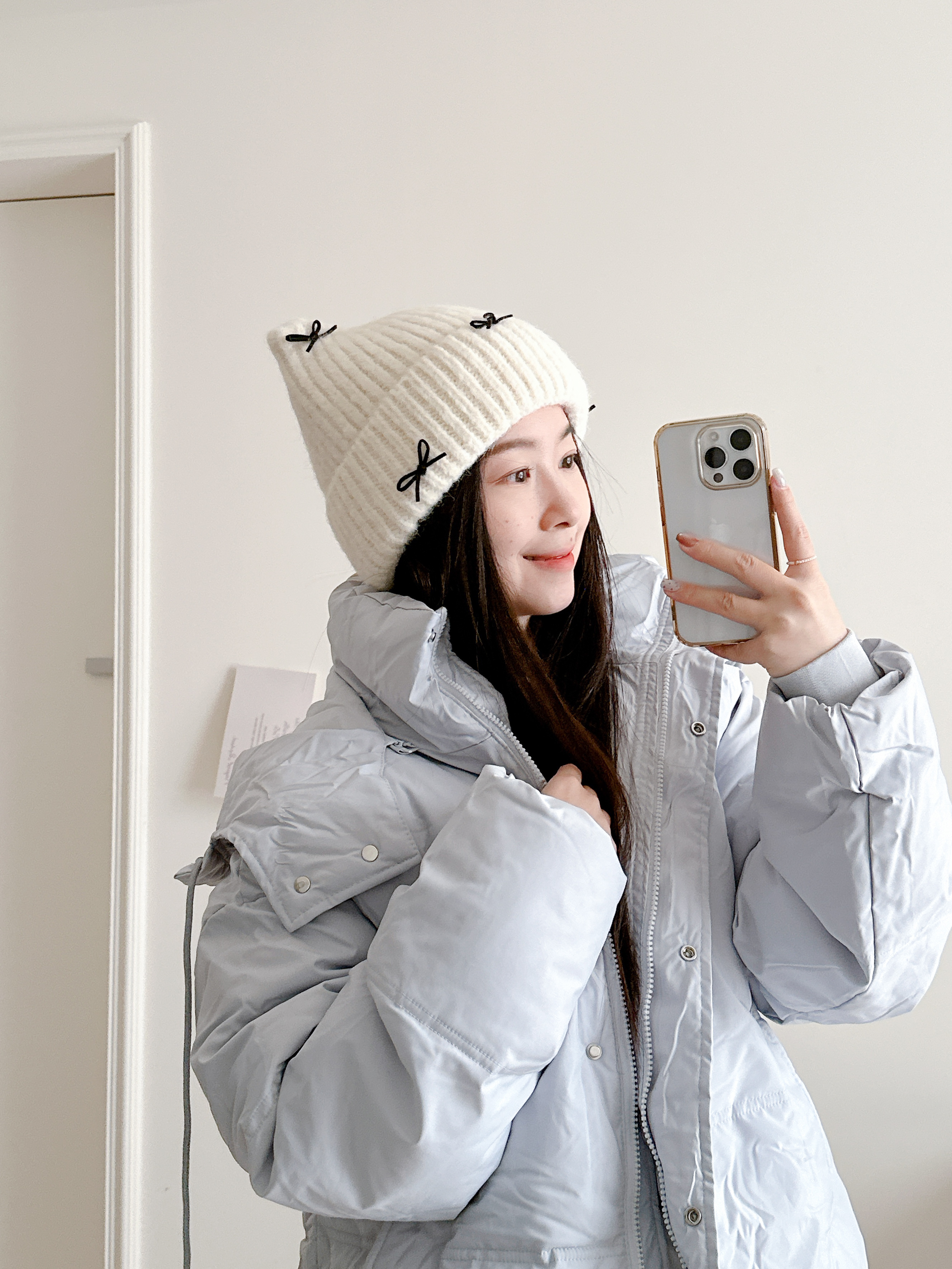 部份現貨🚚可愛ins立體蝴蝶結針織毛帽💕共3色