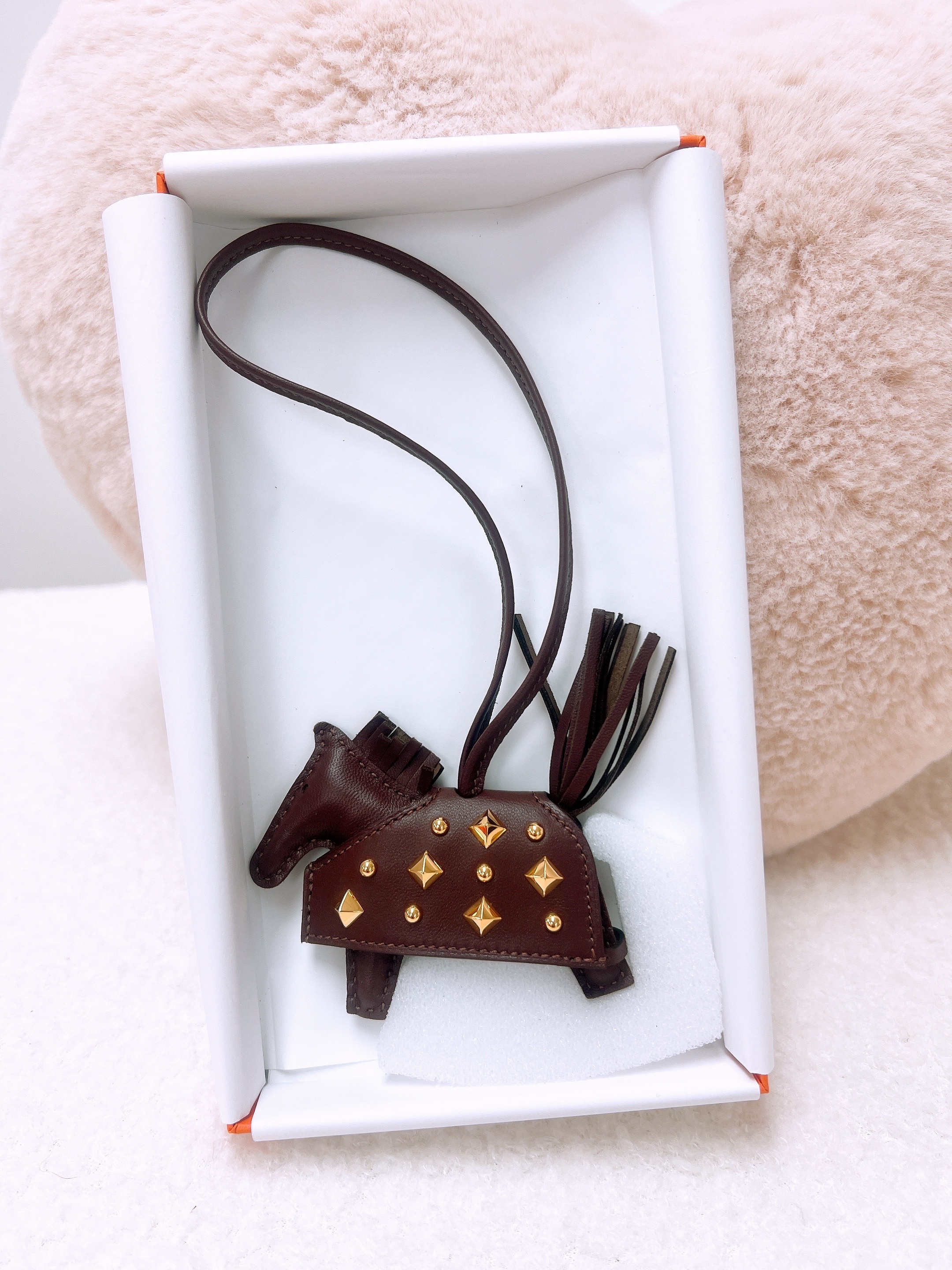 *Brand New* Hermes rodeo rock PM charm (brown/ stamp W)