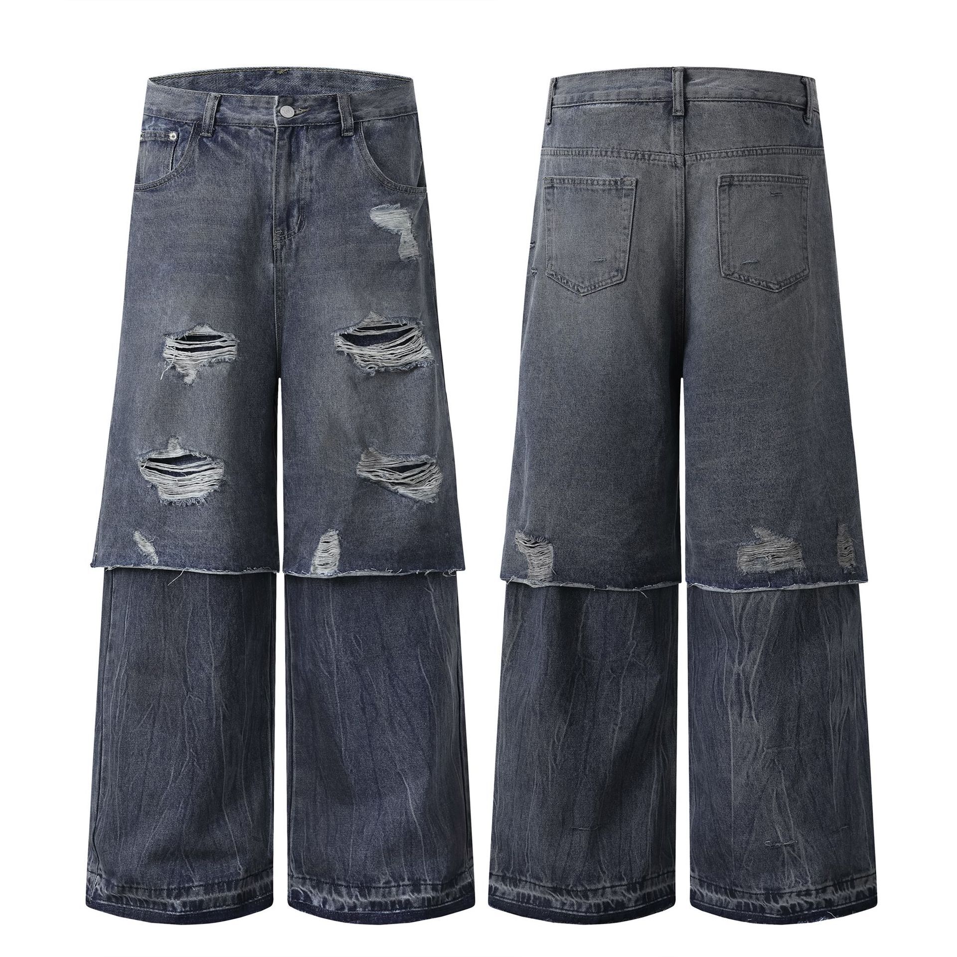 解構層次破壞牛仔褲