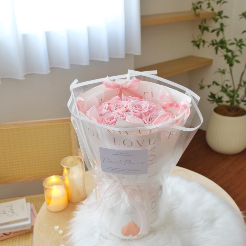 高級感粉玫瑰花束（9朵） / 頂級厄瓜多永生玫瑰