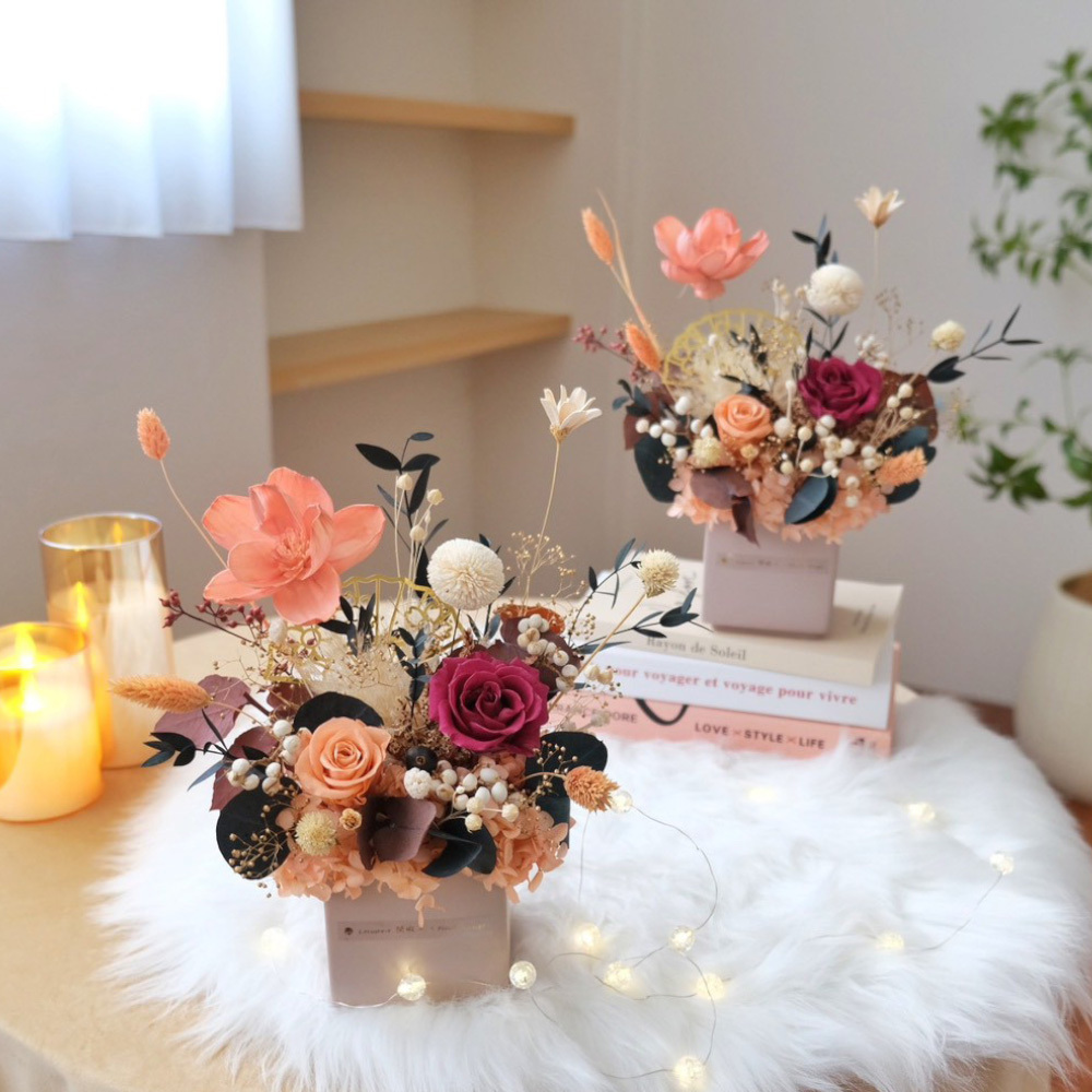 日式金色櫻花扇 祝賀永生盆花