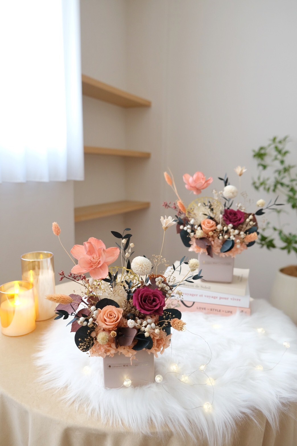 日式金色櫻花扇 祝賀永生盆花