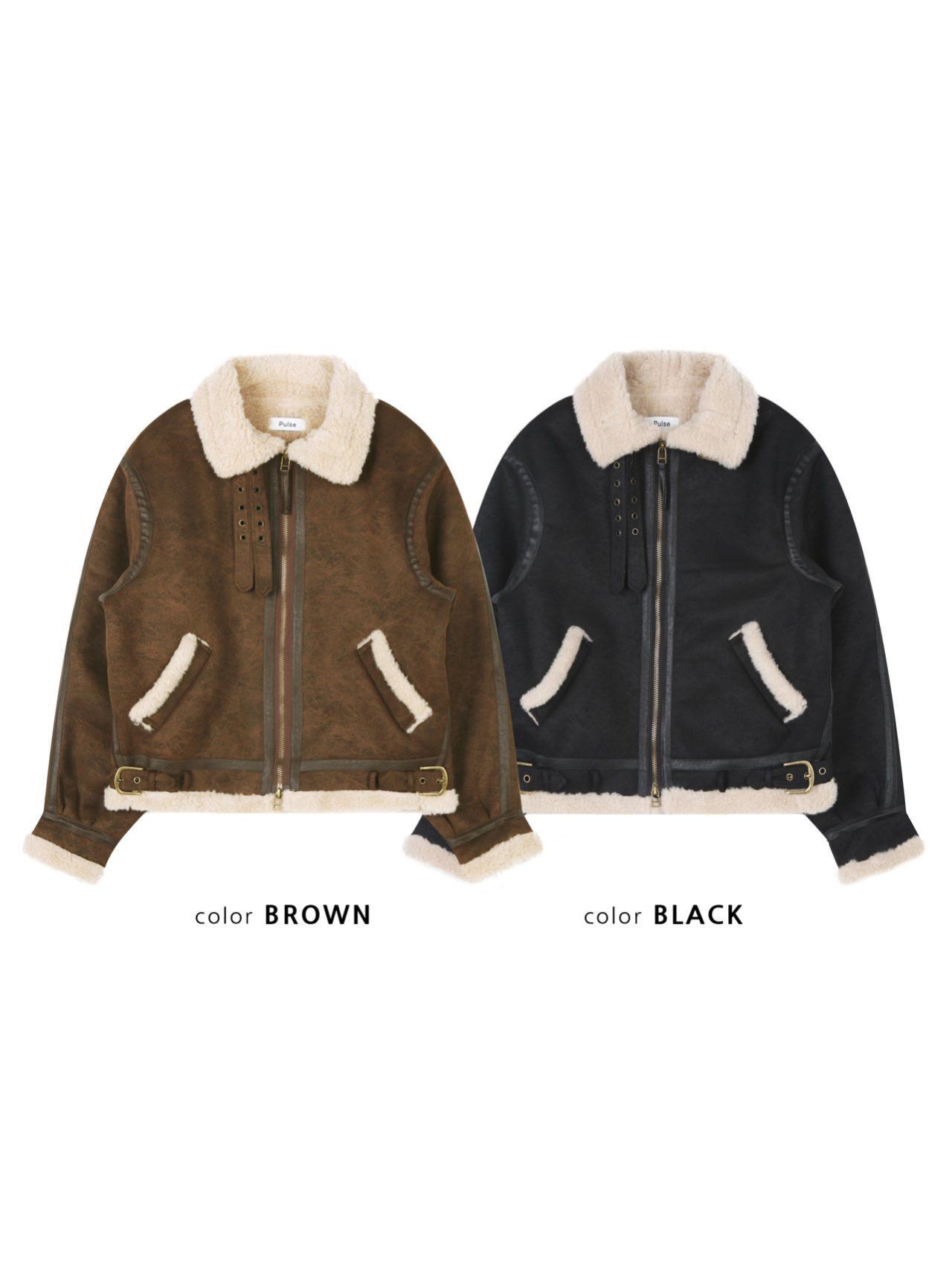 毛毛領拉鍊猄面褸 PULSE-183JK