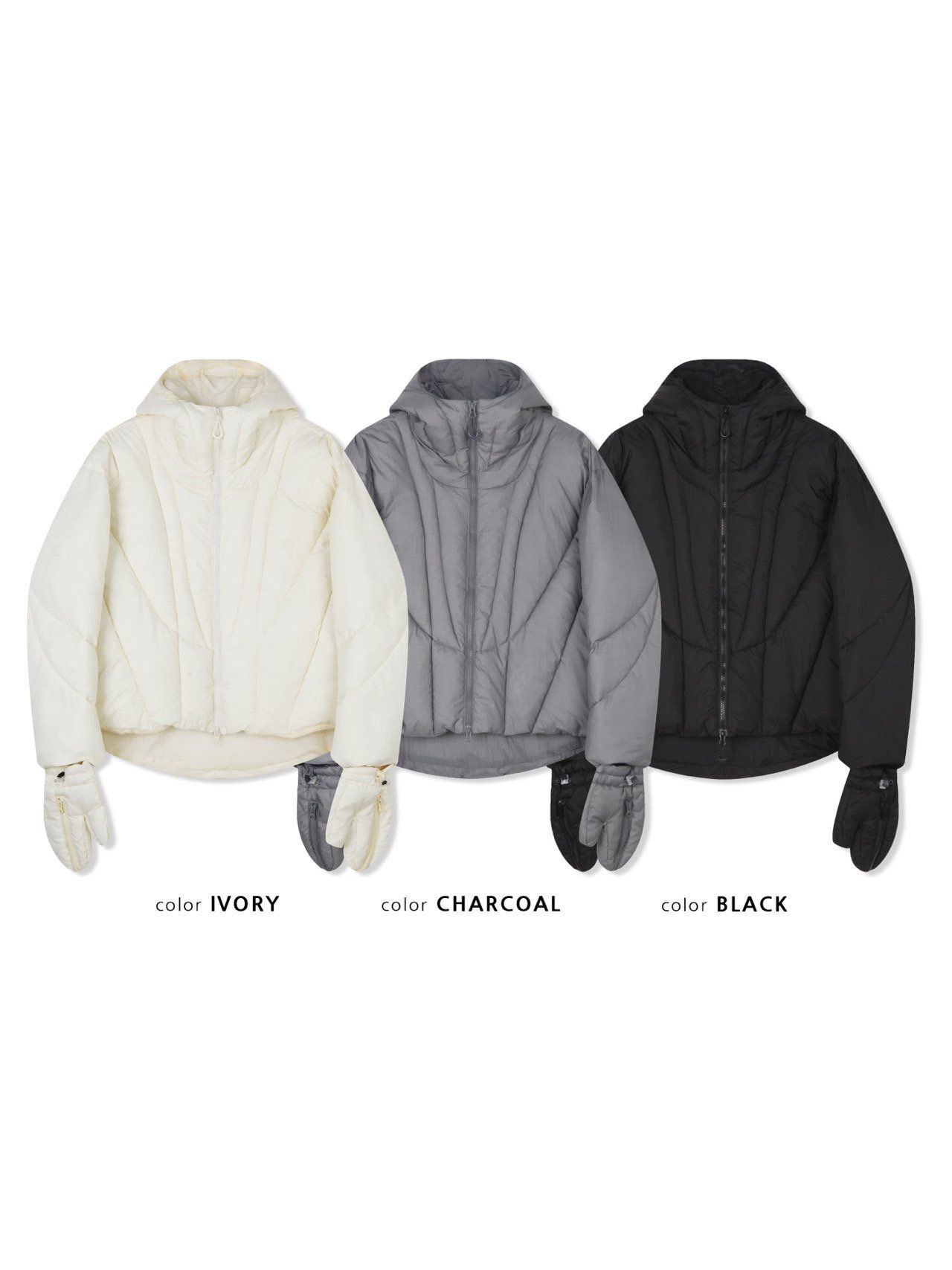 淨色拉鍊連手套連帽外套(薄夾棉) PULSE-184JK