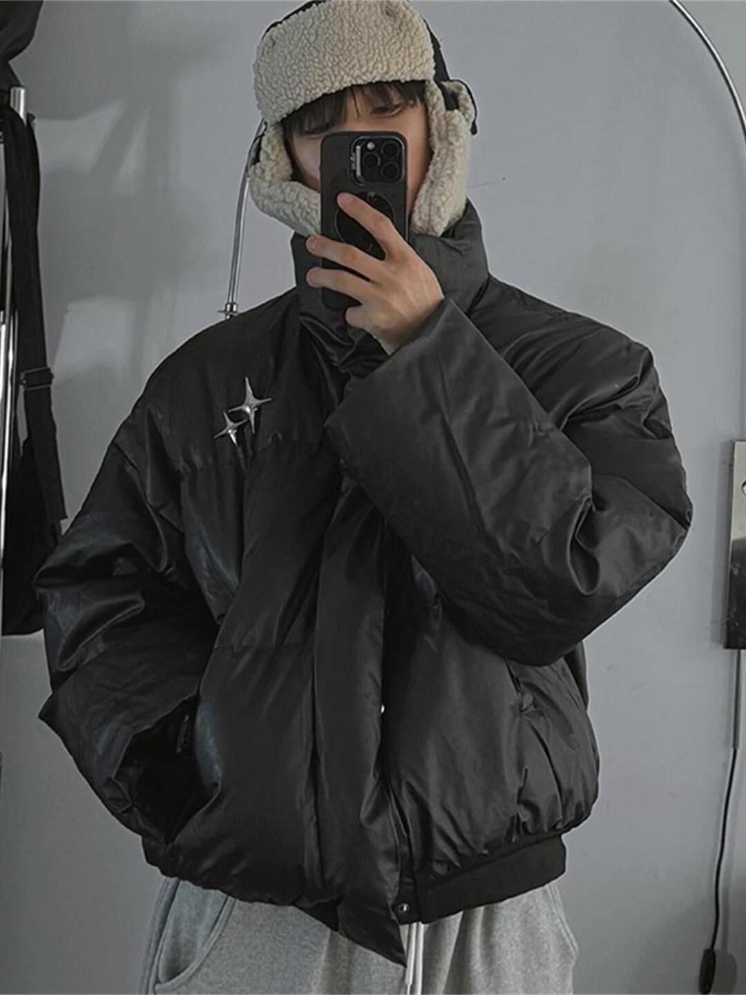 企領淨色拉鍊外套(薄夾棉) 1990S-030JK