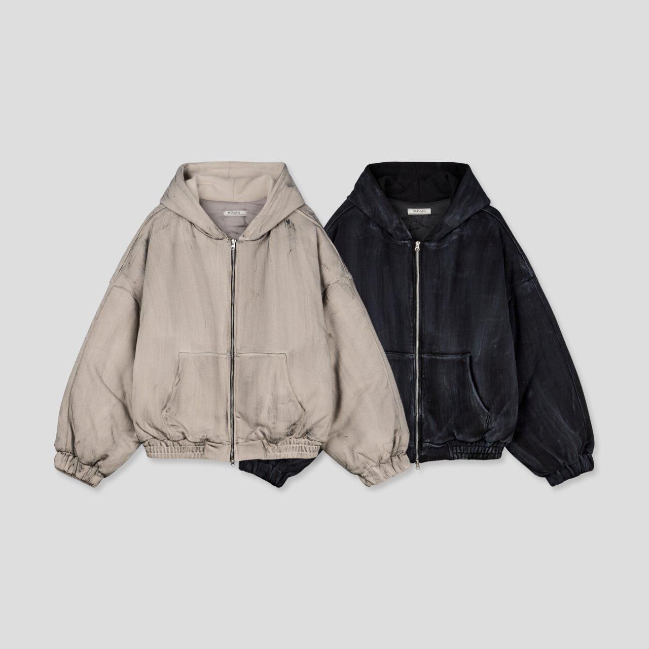 仿污連帽拉鍊外套(薄夾棉) 1990S-033JK