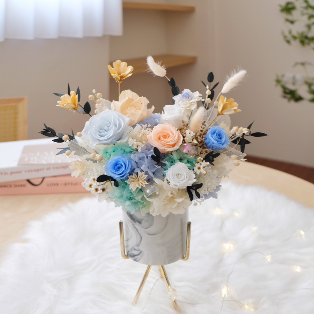 閒暇人經典永生盆花_橘藍&蒂芬尼藍色系（ L豐富款）