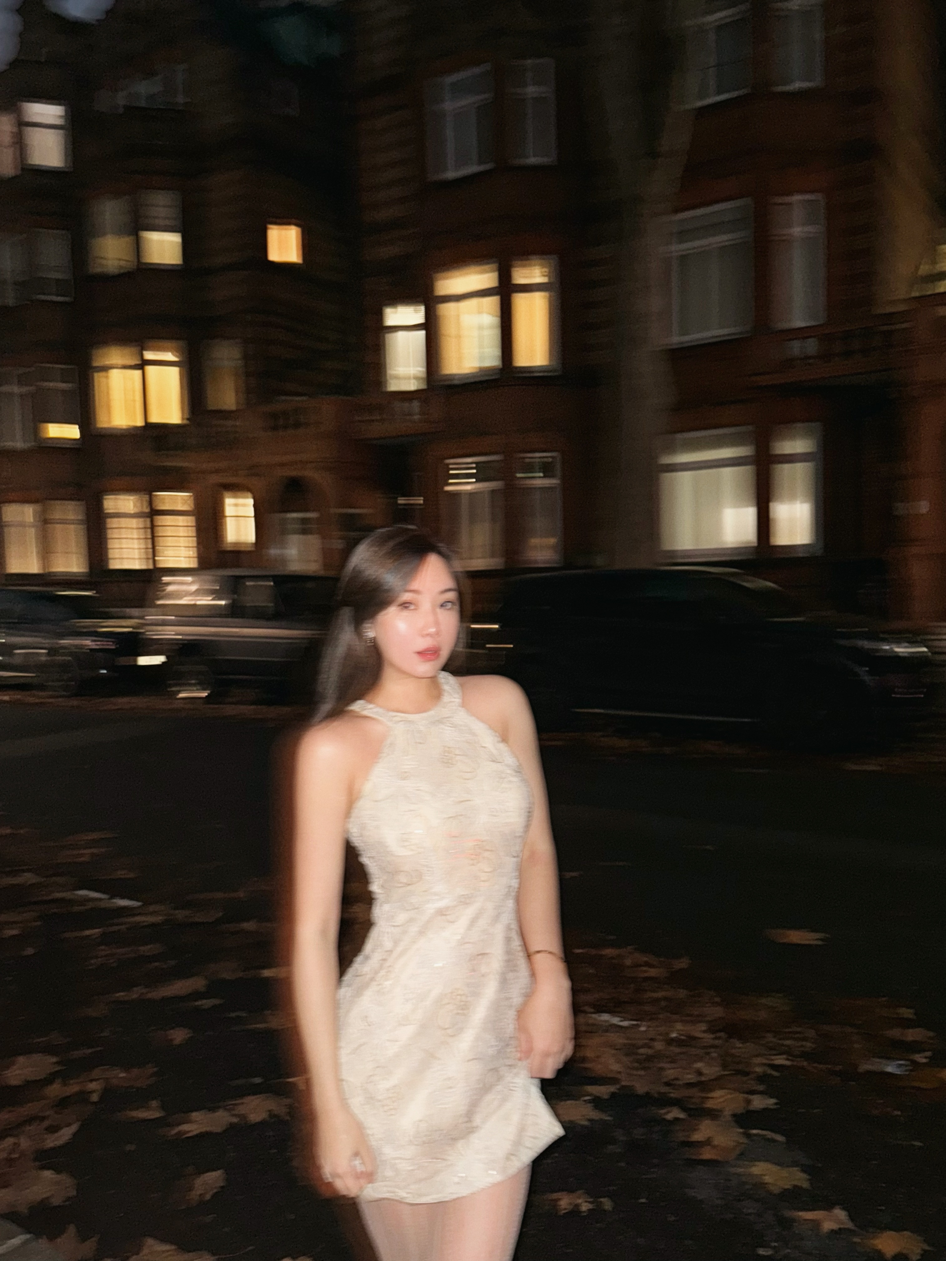 Begonia 海棠花 削肩亮片刺繡旗袍洋裝