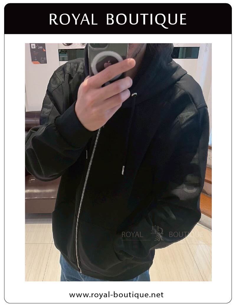 KARL LAGERFELD 卡爾 英字串標織帶連帽外套夾克