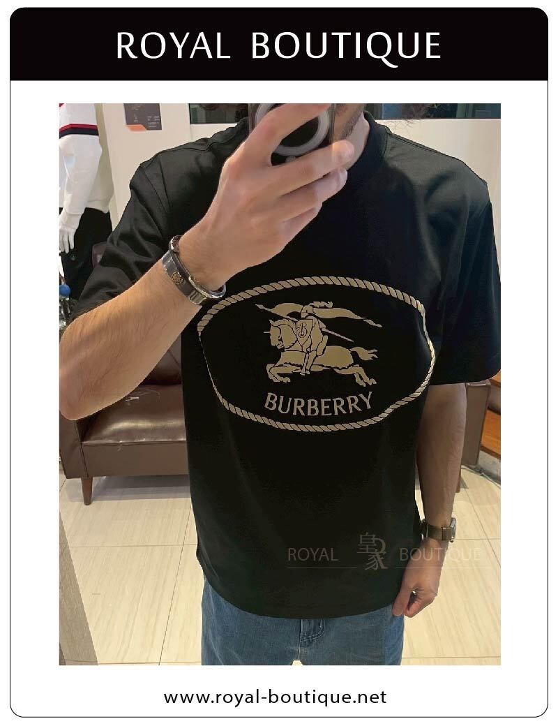 BURBERRY 胸前燙金戰馬短T