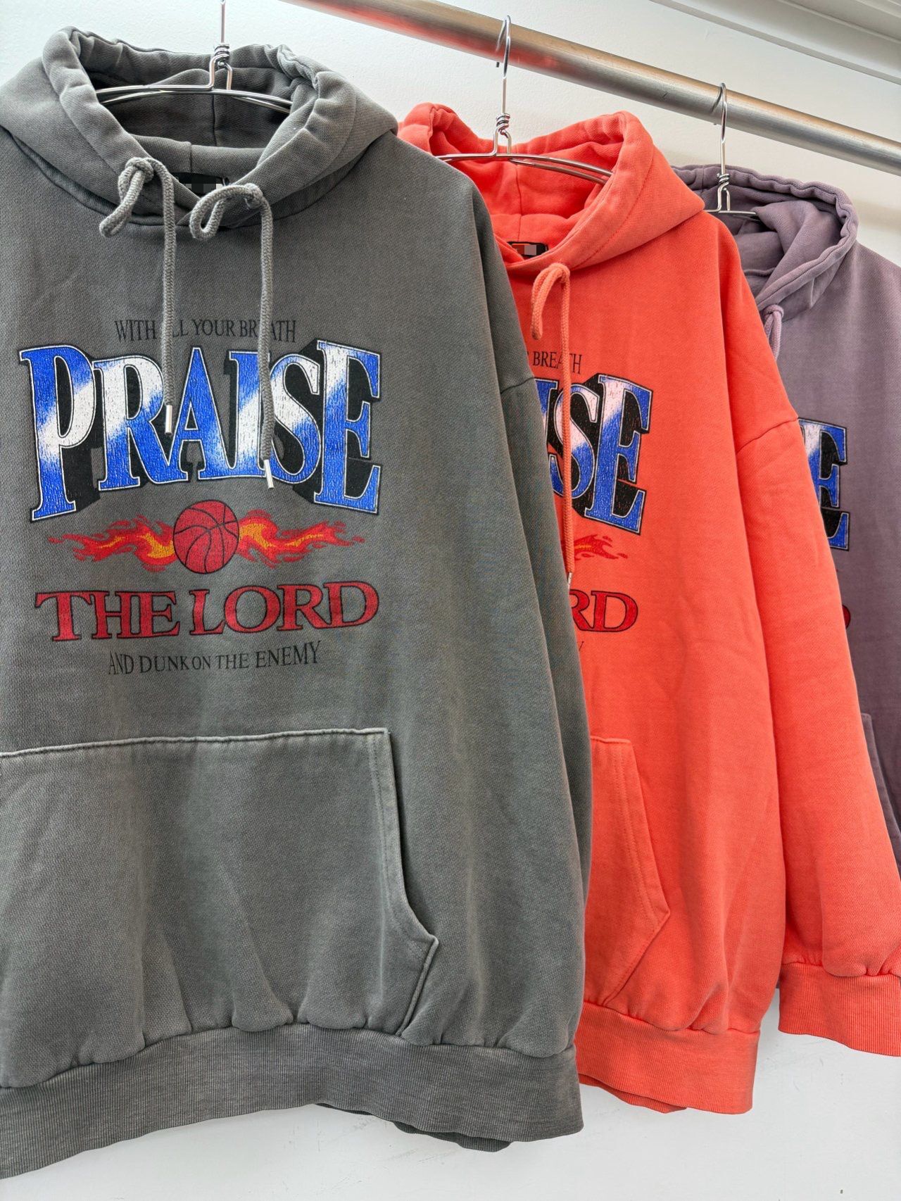 OverSize洗水英文字連帽衛衣(薄抓毛底) T5846