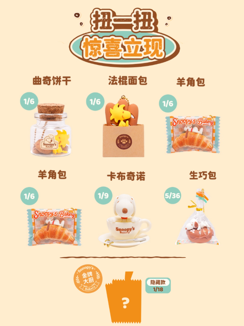 【 預購 】九木雜物社 x PEANUTS 烘焙系列 驚喜掛件蛋(單一隨機出貨)