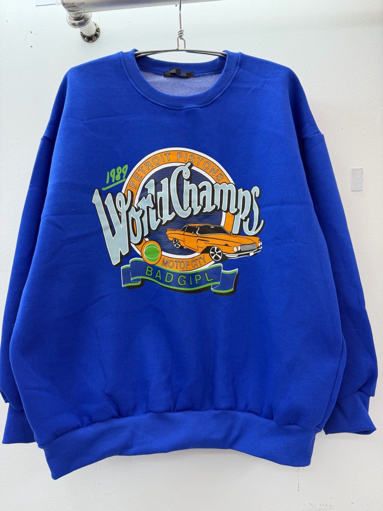 OverSize英文字圖案連帽衛衣(薄抓毛底) T5854