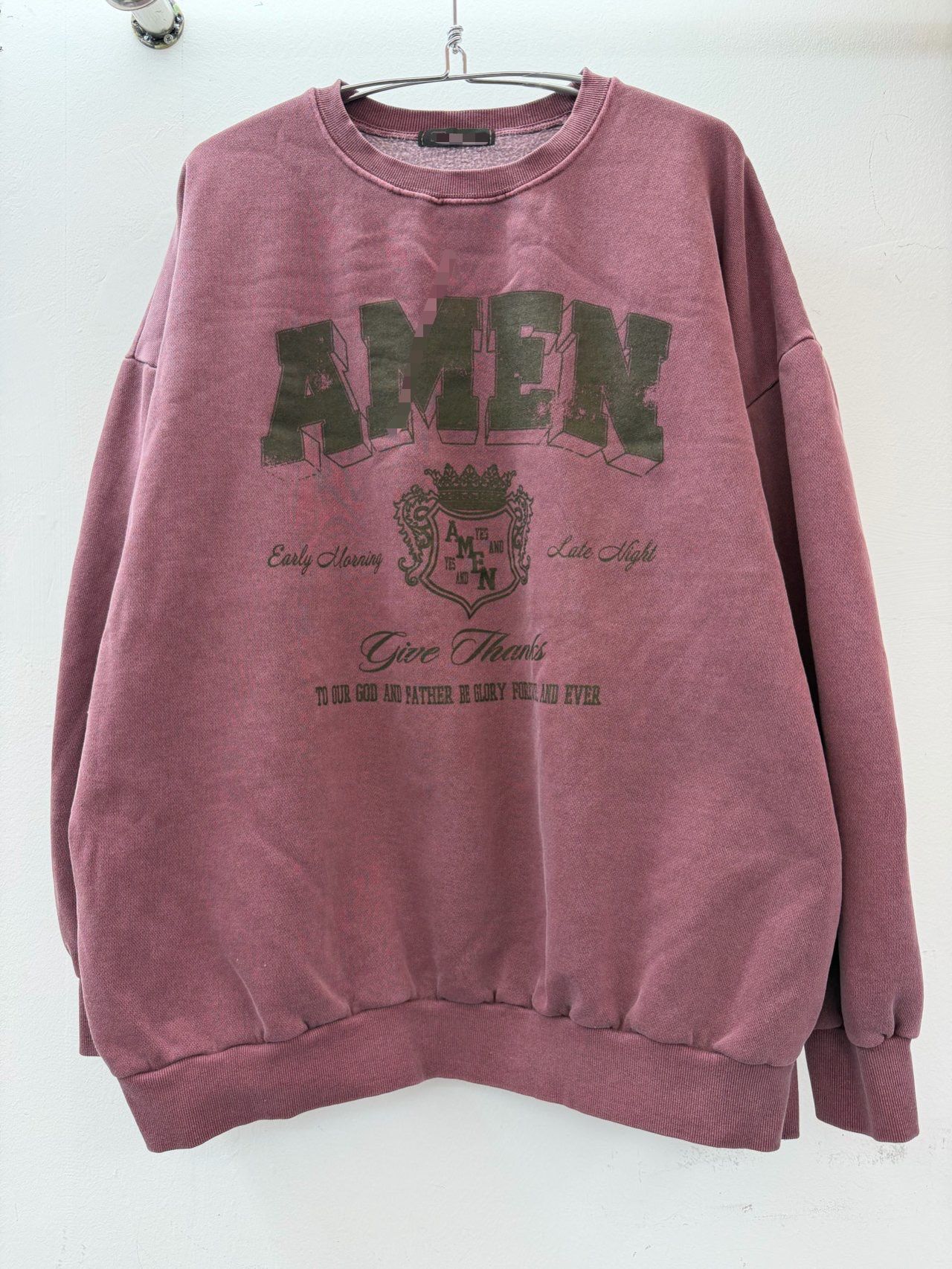 OverSize洗水英文字圖案連帽衛衣(薄抓毛底) T5855