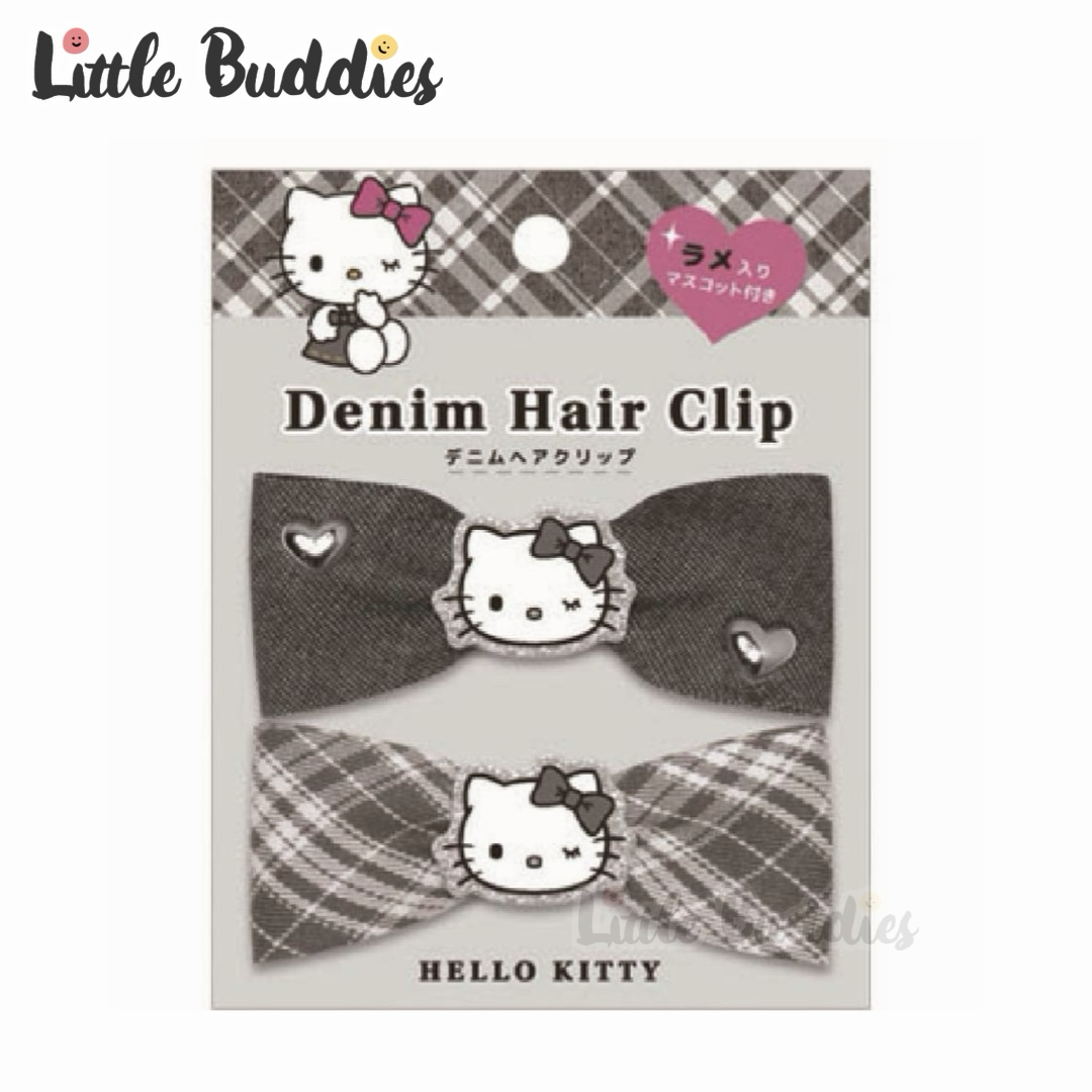 日本 Sanrio 牛仔布蝴蝶結款髮夾 (2入)