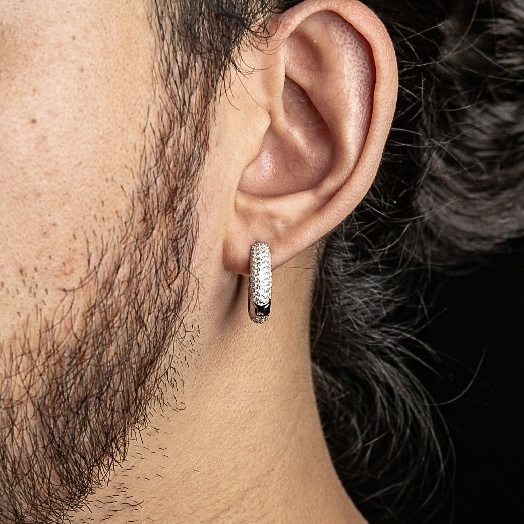 925純銀莫桑石5排鑽滿鑲耳環