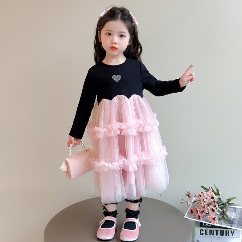 愛心拼接蛋糕紗裙洋裝 90-140cm