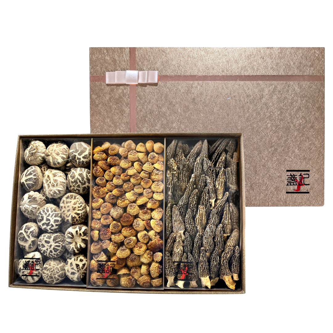 養生菇菌三寶禮盒 (花菇+姬松茸+羊肚菌)