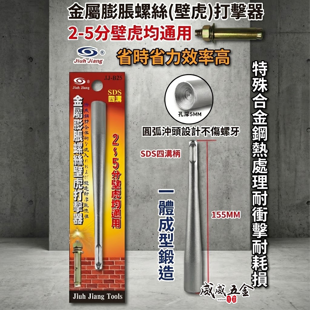 巨匠｜膨脹螺絲打擊器 壁虎打擊棒 155mm SDS四溝柄 適用2~5分壁虎 一體成型鋼製工具｜JJ-B25 壁虎打擊器
