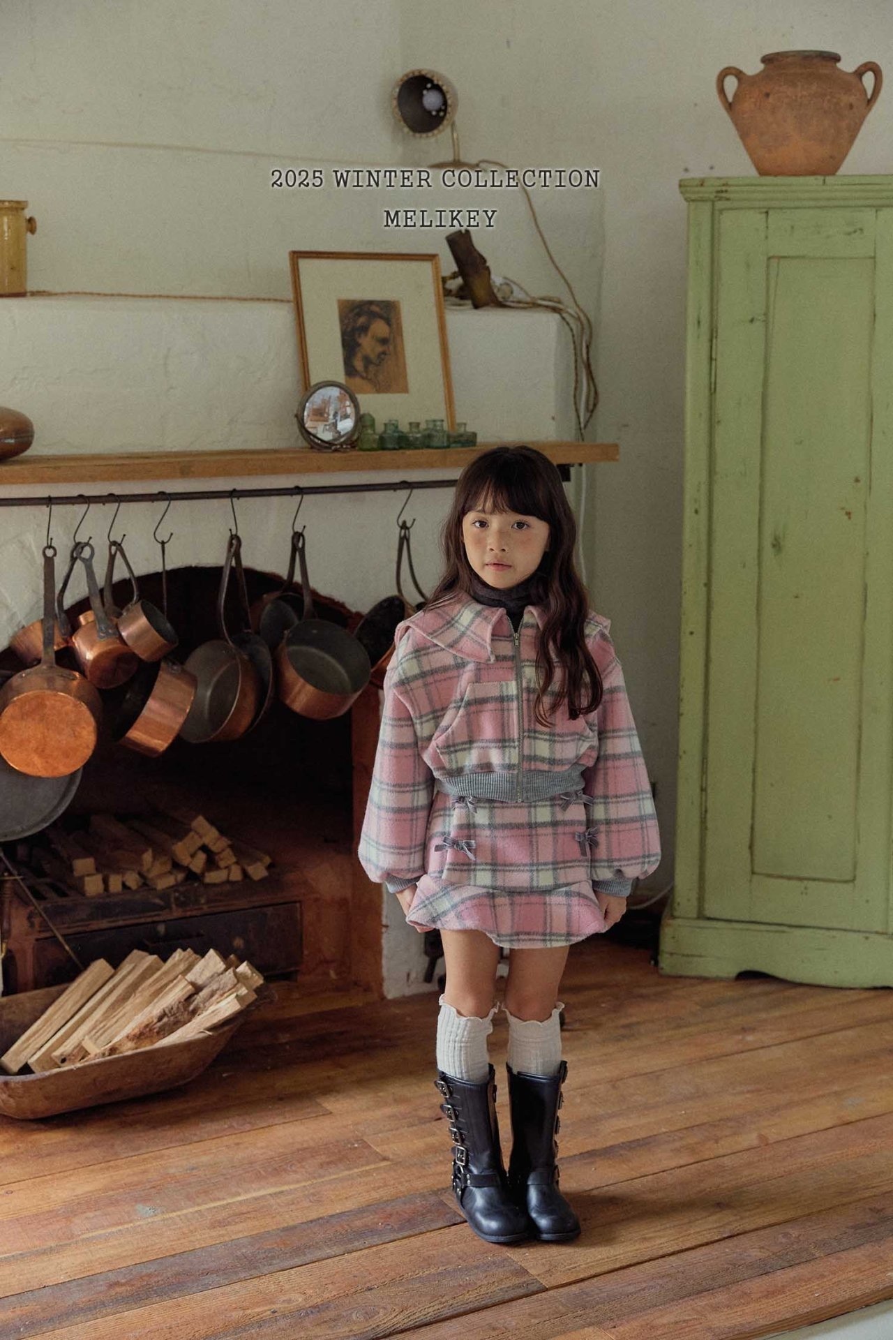 Melikey Wool Check Sailor Zip-up