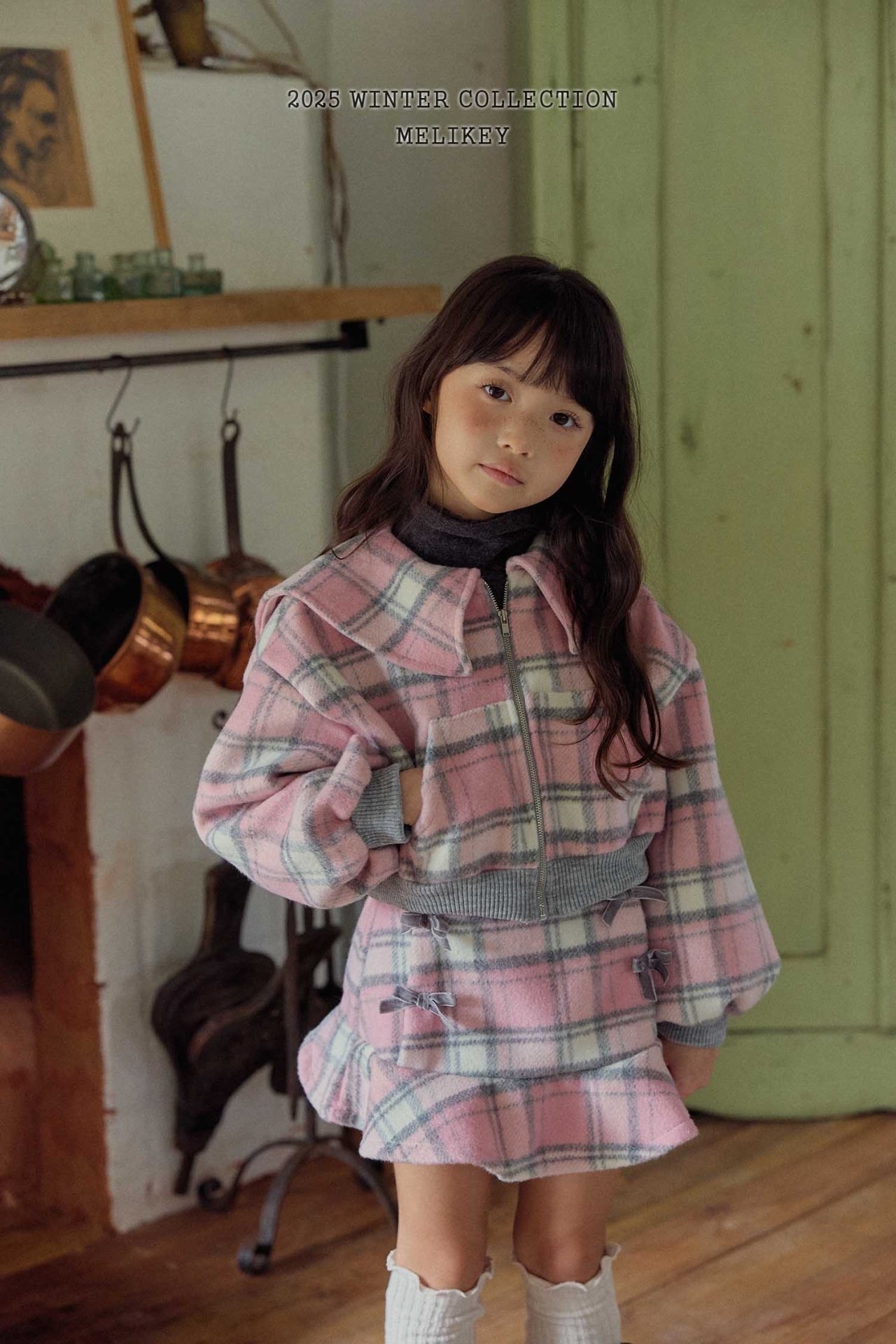 Melikey Wool Check Sailor Zip-up