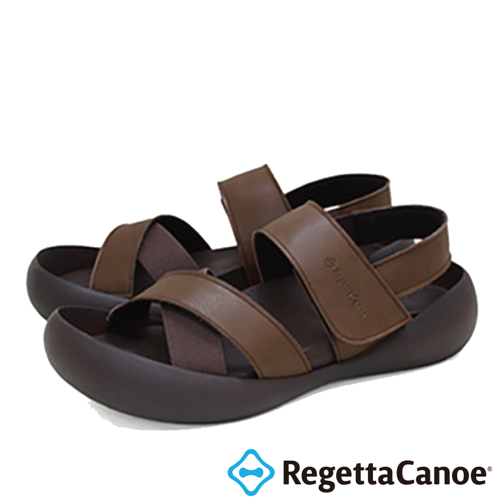 大阪樂步健康鞋 RegettaCanoe -經典交叉帶魔鬼氈後帶涼鞋CJMB2502a(BRN-咖啡色)