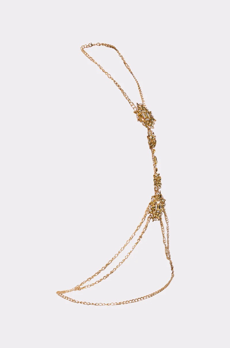 Lux Gold金色華麗水鑽繞頸身體鏈