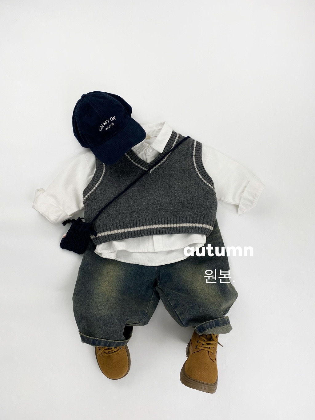 學院感v領針織背心