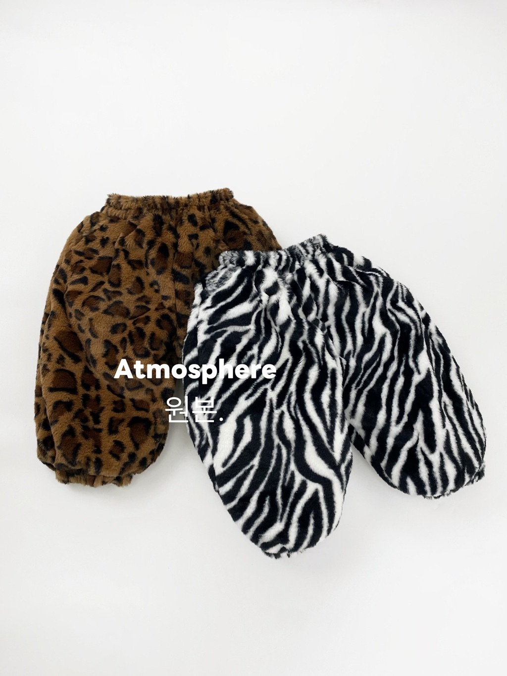 兩色豹紋斑馬加絨保暖褲