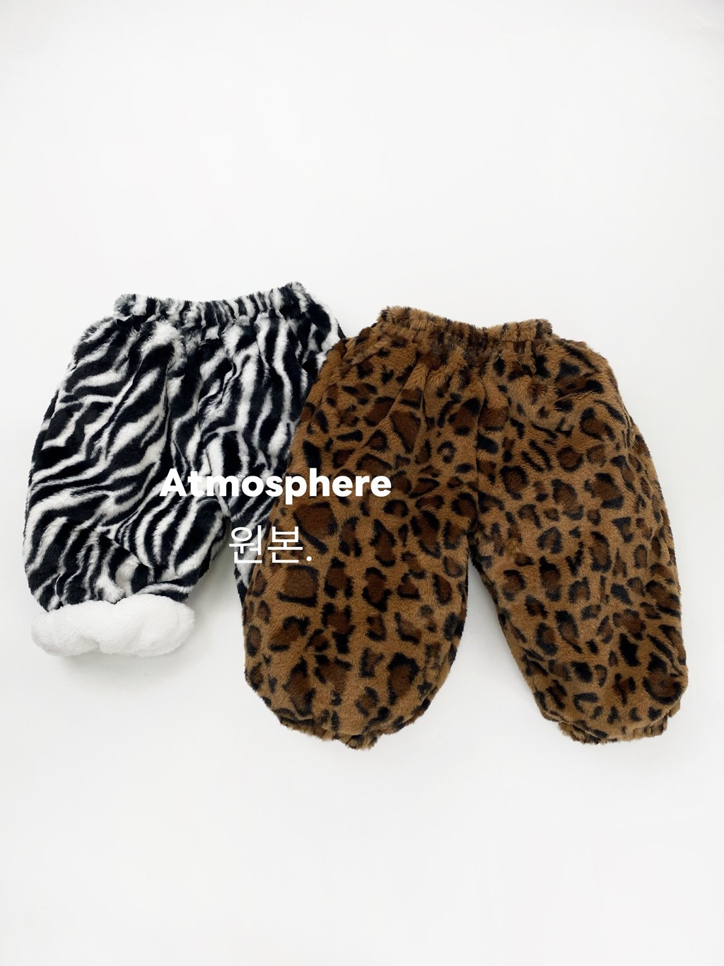 兩色豹紋斑馬加絨保暖褲