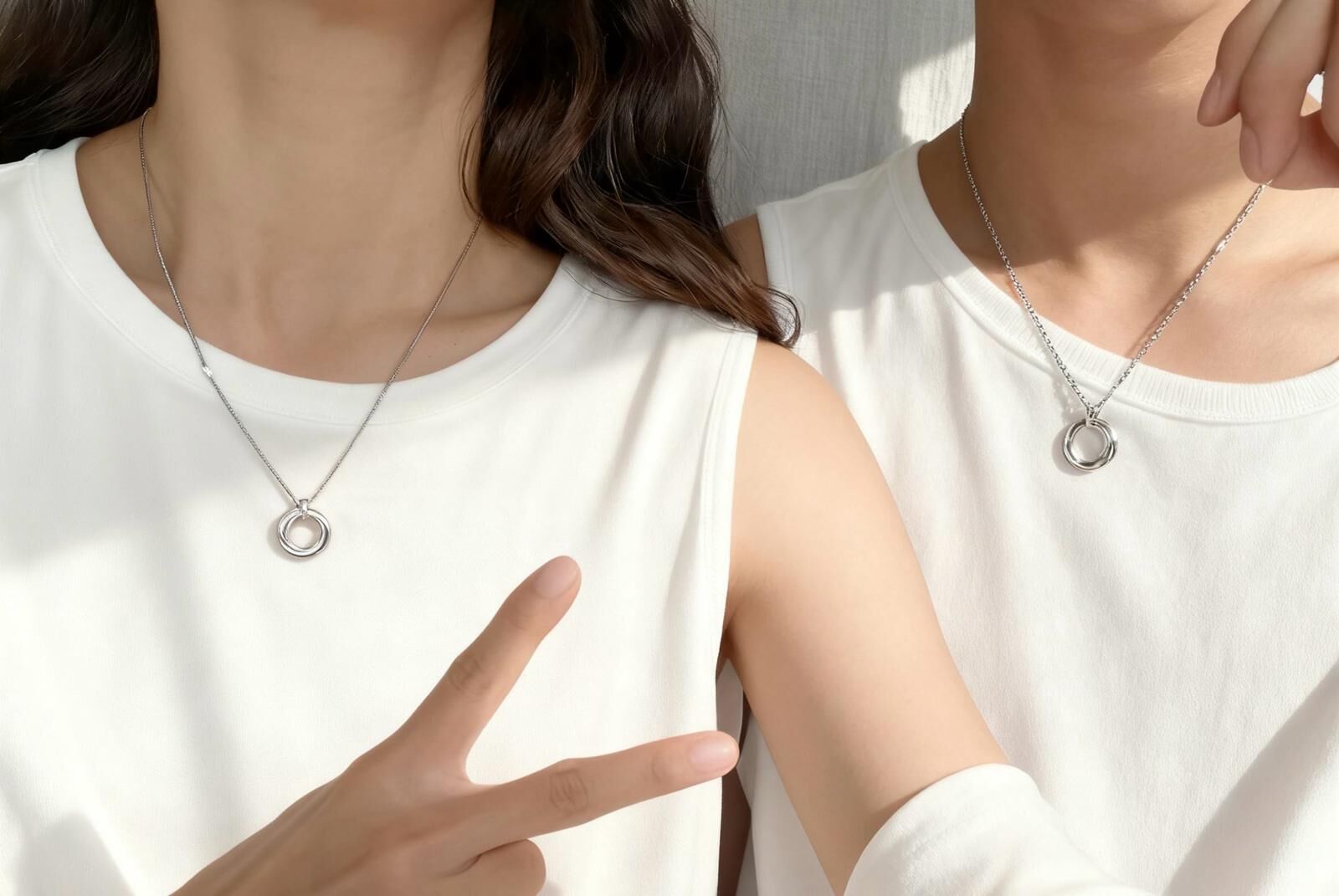 「Je t'aime 三環相扣」情侶項鏈📿 ｜鍍銀｜免費刻字✒️ ｜夜光項鏈✨