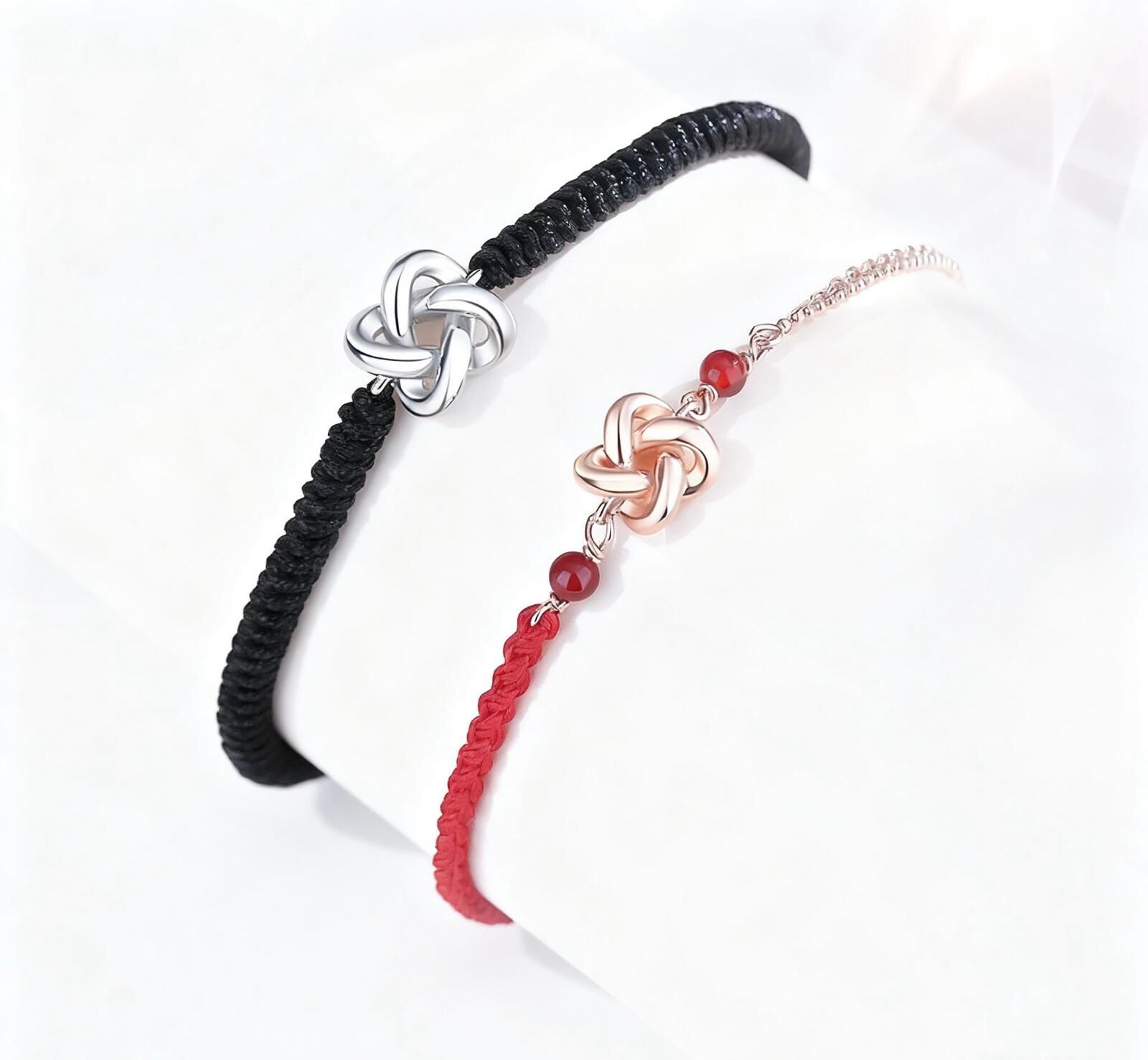 「🍀四葉草同心結 」情侶手鏈 | S925純銀或鍍銀 | 免費刻字