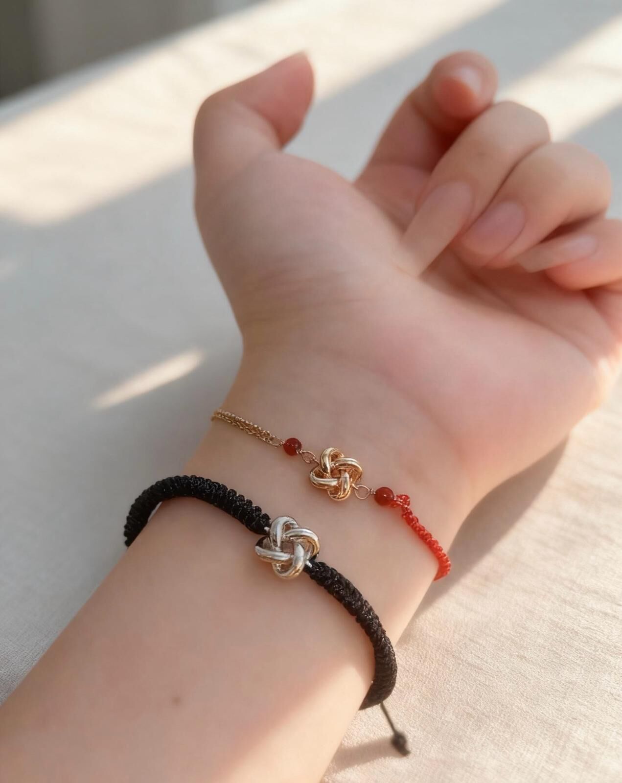 「🍀四葉草同心結 」情侶手鏈 | S925純銀或鍍銀 | 免費刻字