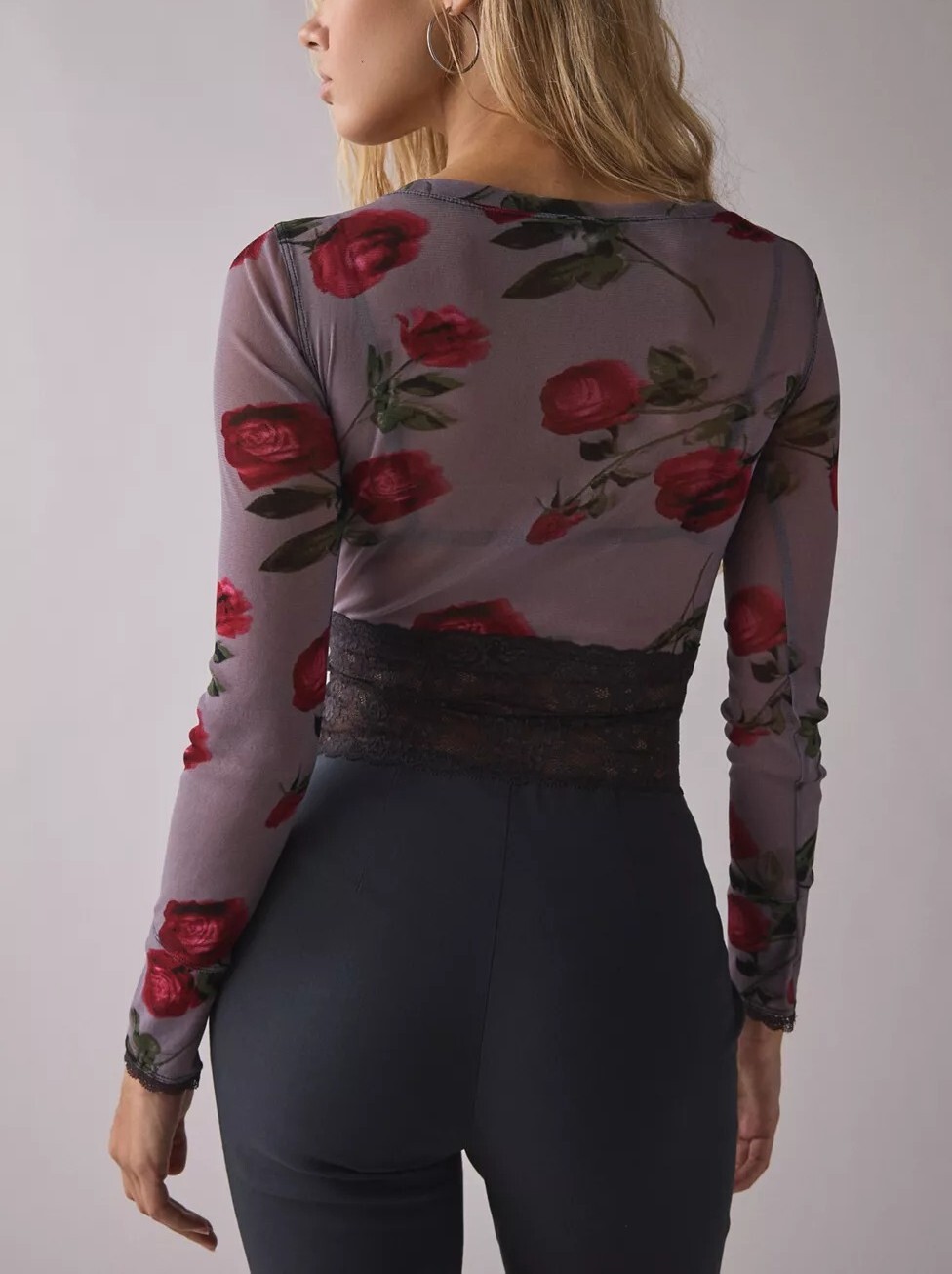 Red Rose奶油咖啡色蕾絲玫瑰印花小外套上衣