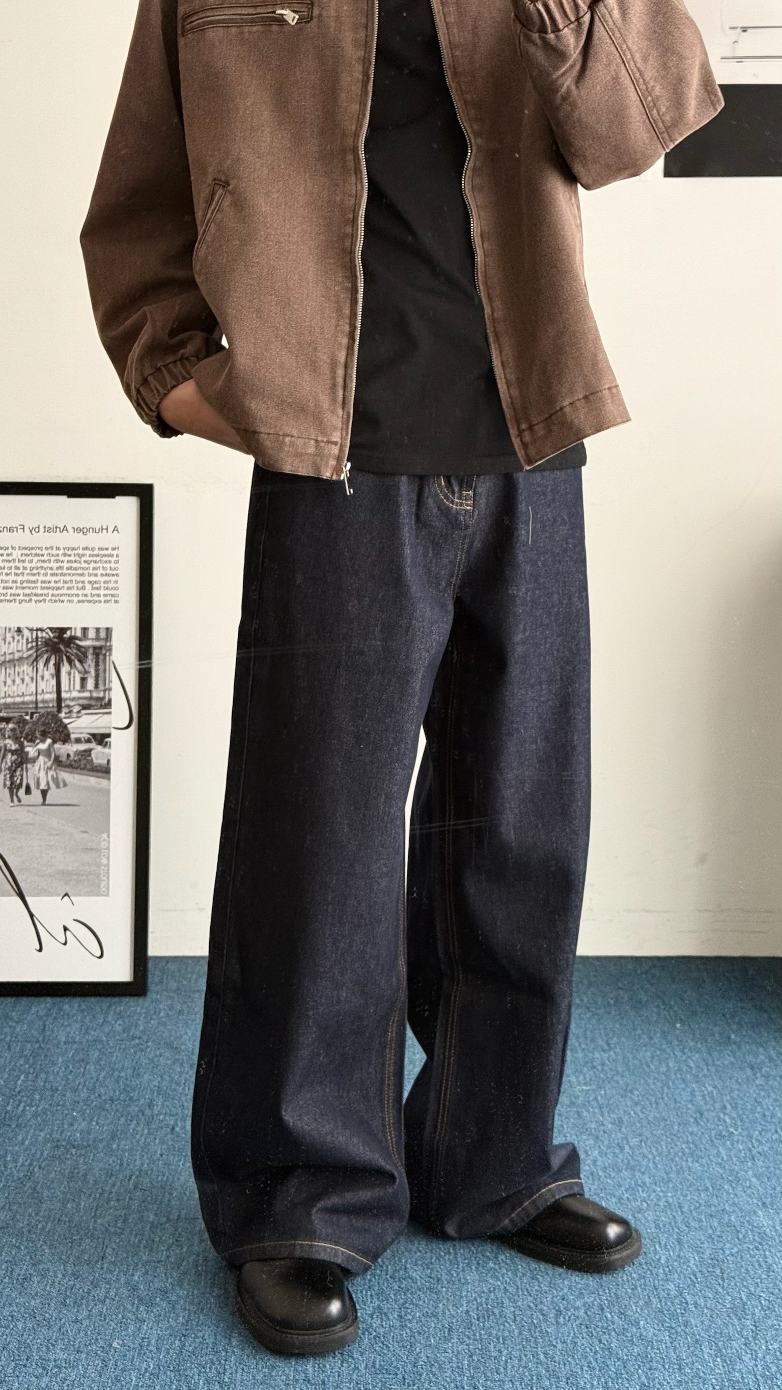 （現貨）NJ049 男生神褲!!! 韓系 街頭 復古 寬鬆 闊腿 拖地感 牛仔褲 長褲