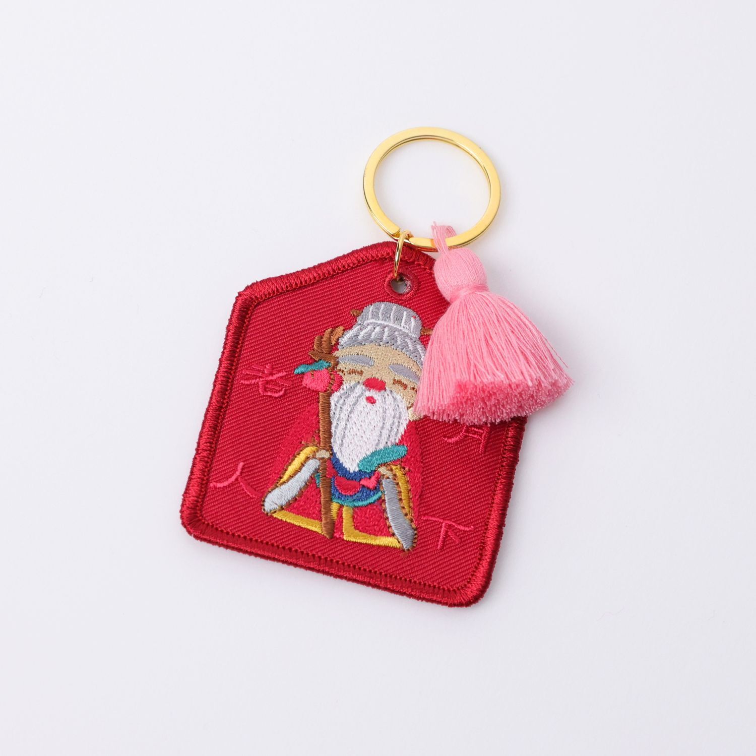 印花樂平安符造型刺繡吊飾/台灣神明們/月下老人