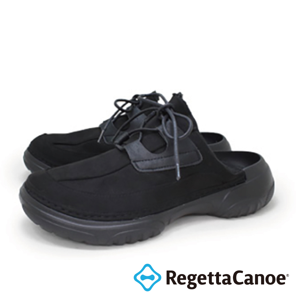 大阪樂步健康鞋RegettaCanoe-麂皮絨面保暖便鞋穆勒鞋CJRG0004(BLK-黑色)