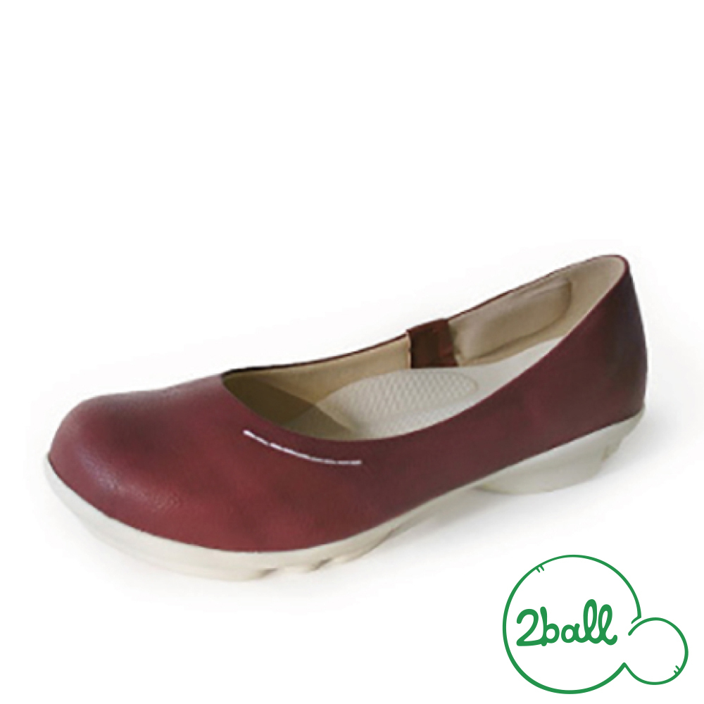 大阪樂步健康鞋 2ball 通勤機能平底娃娃鞋TB101(DRD-深紅色)
