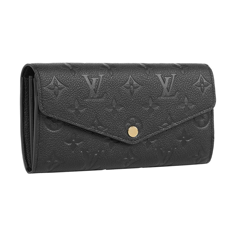 【Louis Vuitton】Monogram Sarah 牛皮壓紋發財長夾(黑色)