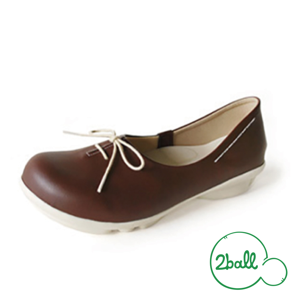 大阪樂步健康鞋 2ball 通勤機能平底綁帶娃娃鞋TB102(BRN-咖啡色)