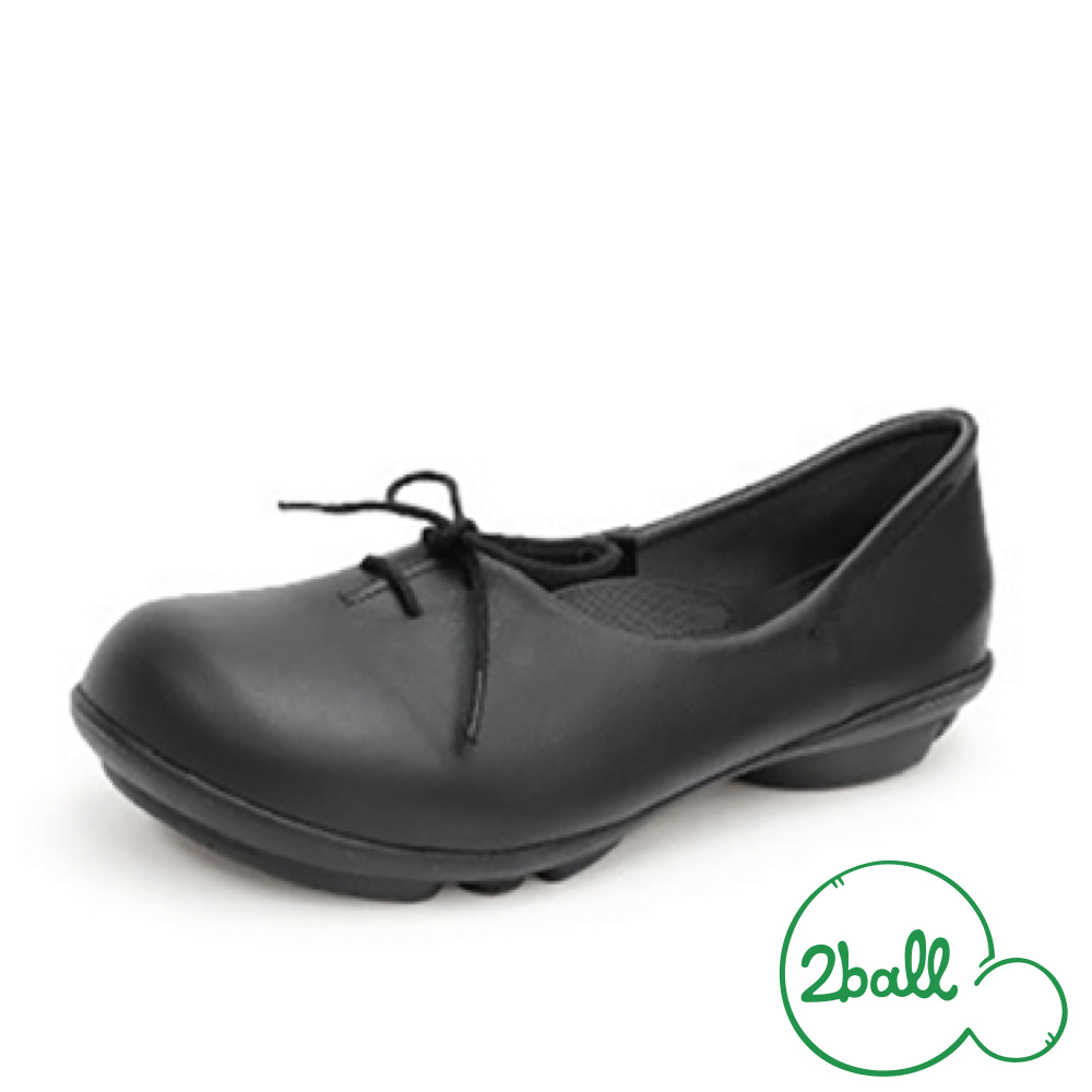 大阪樂步健康鞋 2ball 通勤機能平底綁帶娃娃鞋TB102(BLK-純黑)