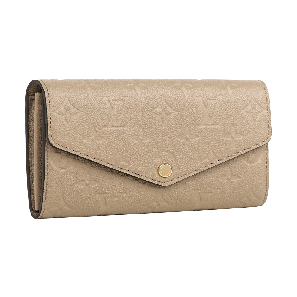 【Louis Vuitton】Monogram Sarah 牛皮壓紋發財長夾(沙色)