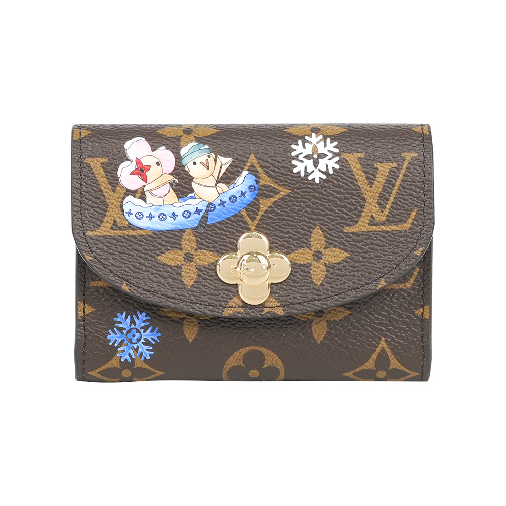 【Louis Vuitton】Monogram Rosalie 冬季旅遊圖案零錢包(冰藍色)