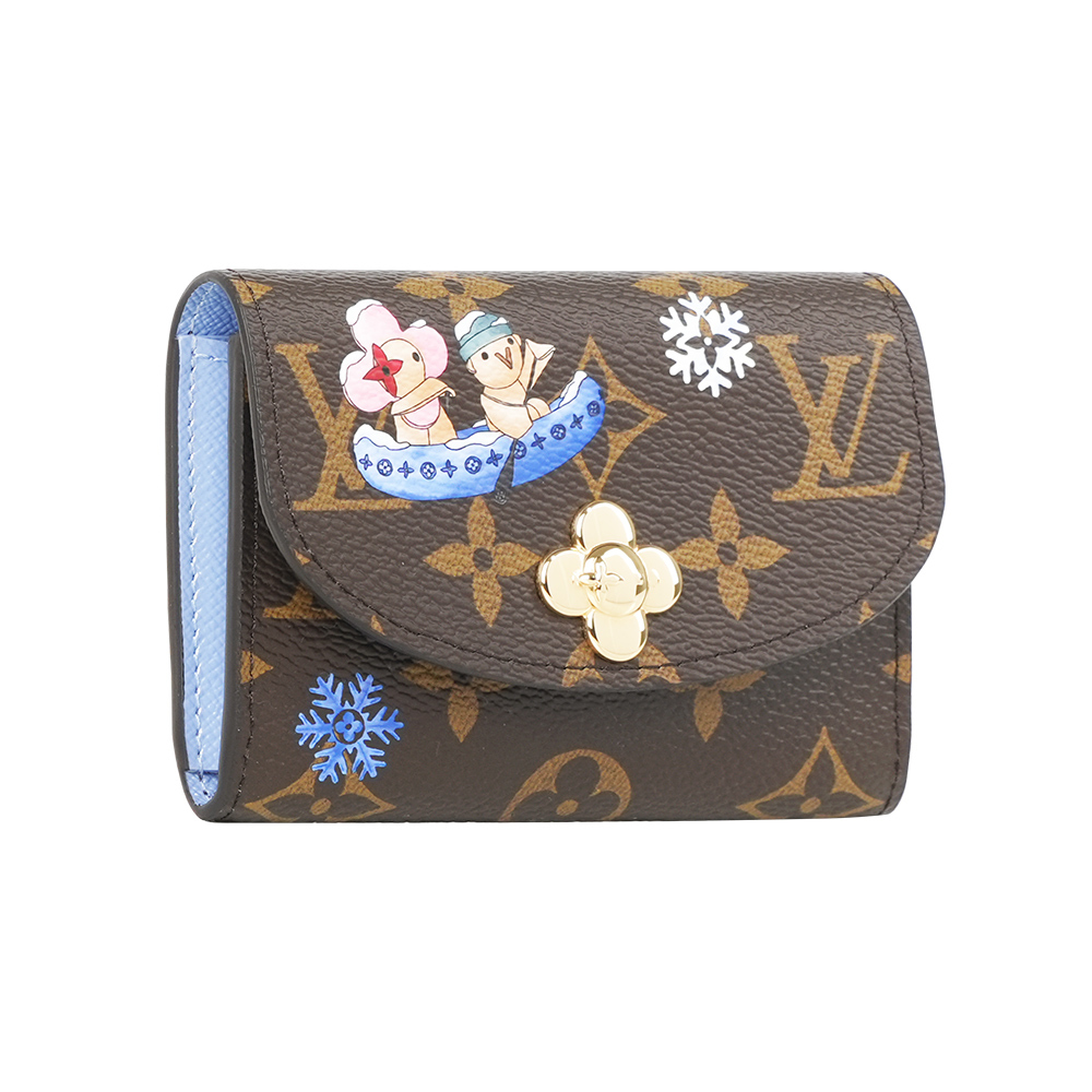 【Louis Vuitton】Monogram Rosalie 冬季旅遊圖案零錢包(冰藍色)