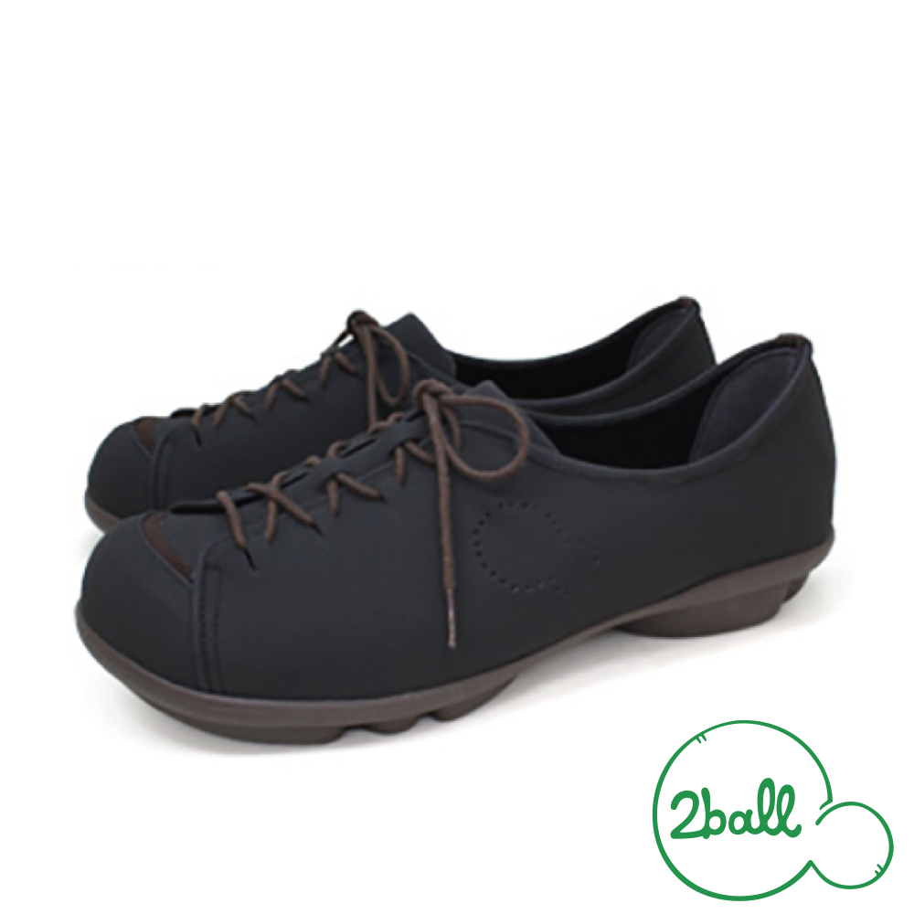 大阪樂步健康鞋 2ball異材質拼接繫帶休閒鞋TB111(BLK-黑色)