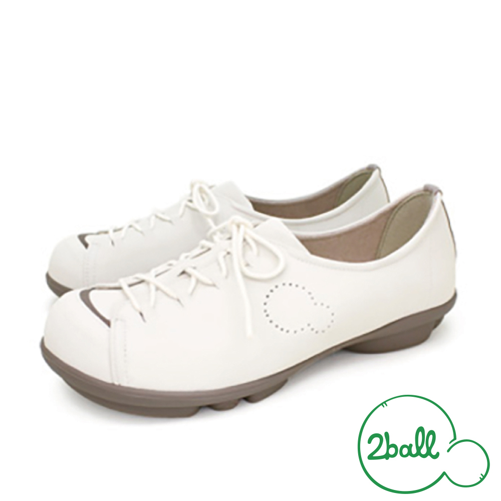 大阪樂步健康鞋 2ball異材質拼接繫帶休閒鞋TB111(IVO-象牙白)