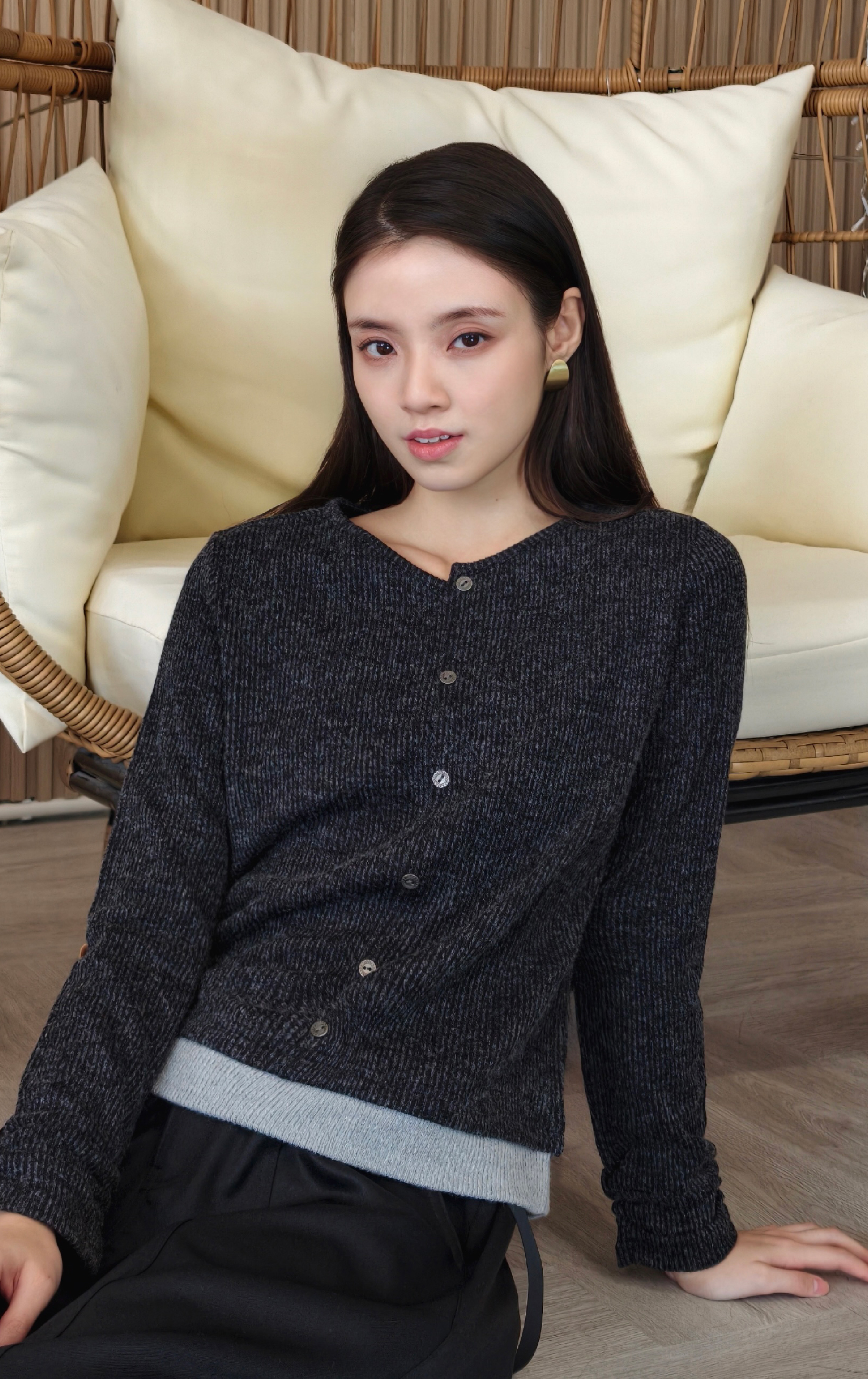 羅紋綁帶針織衫 LT0330